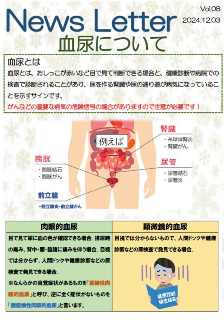 【News Letterを更新しました】血尿について